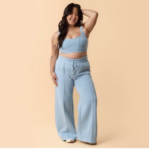 New Blogilates Women's Travel Trouser High-Rise Wide Leg Sweatpants Blue XL - Picture 9 of 12